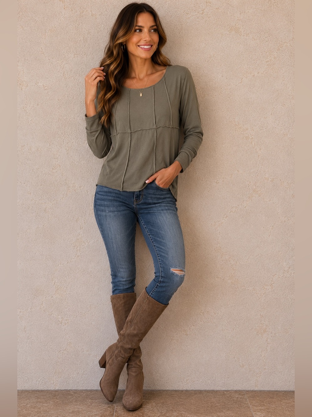 🆕Olive Long Sleeve Women's Top NWOT Medium